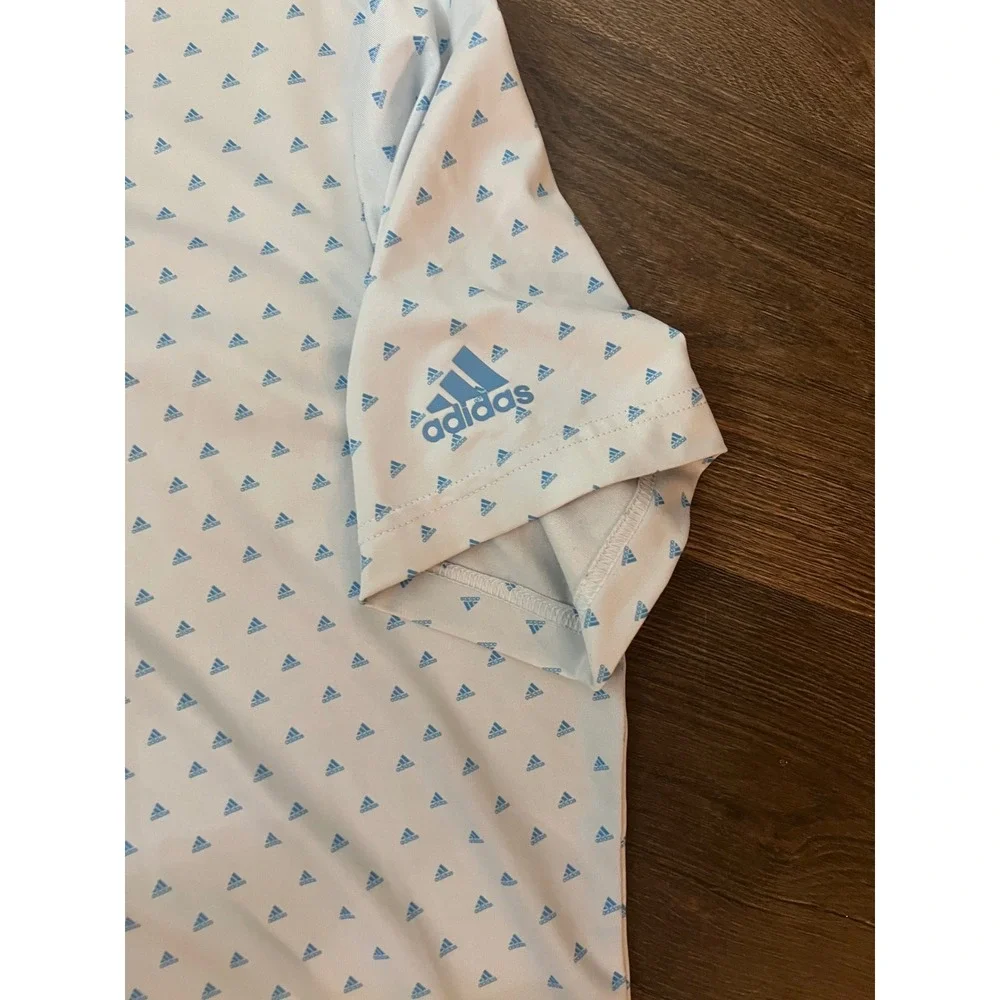 Adidas Golf Mens Large Blue White Micro Print Polo Shirt Polo Ridge Country Club
